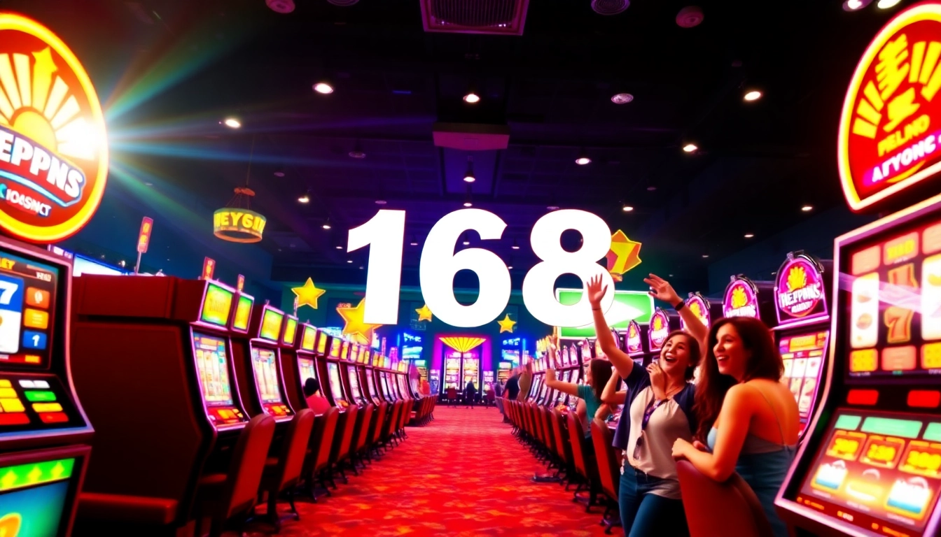 Play exciting สล็อต168 games with vibrant slot machines in a lively gaming environment.