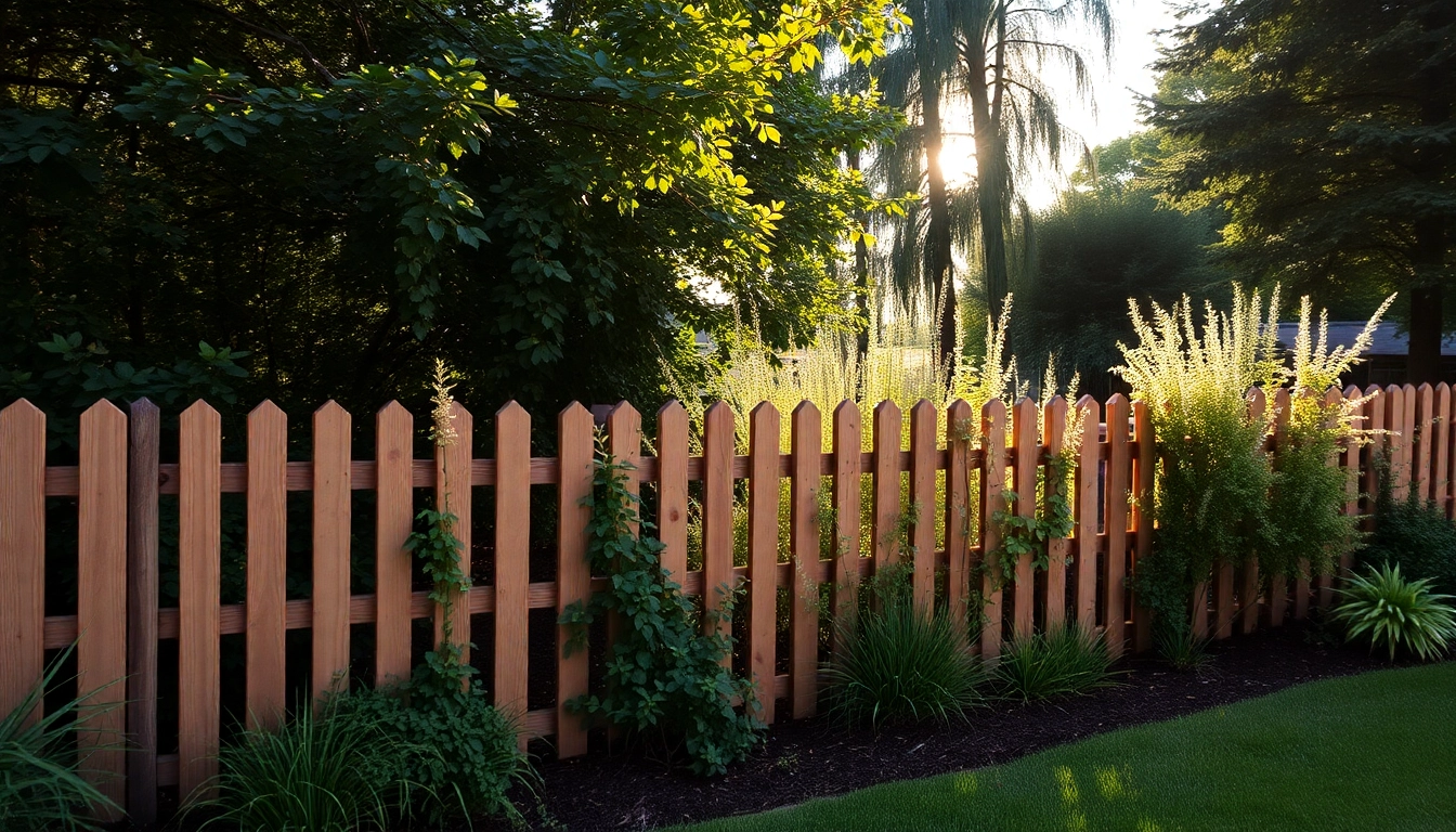 Fencing companies Manchester showcasing a well-crafted wooden fence in a vibrant garden setting.