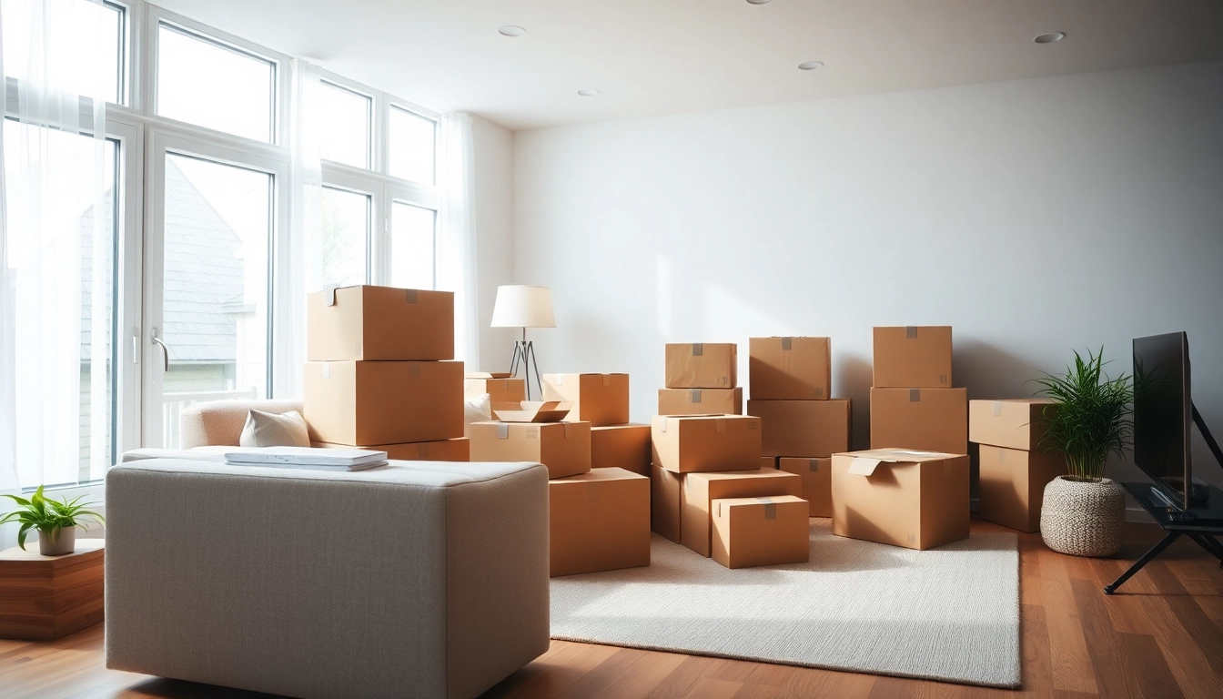 Professionals from removal companies Keighley packing a living room for a smooth house move.