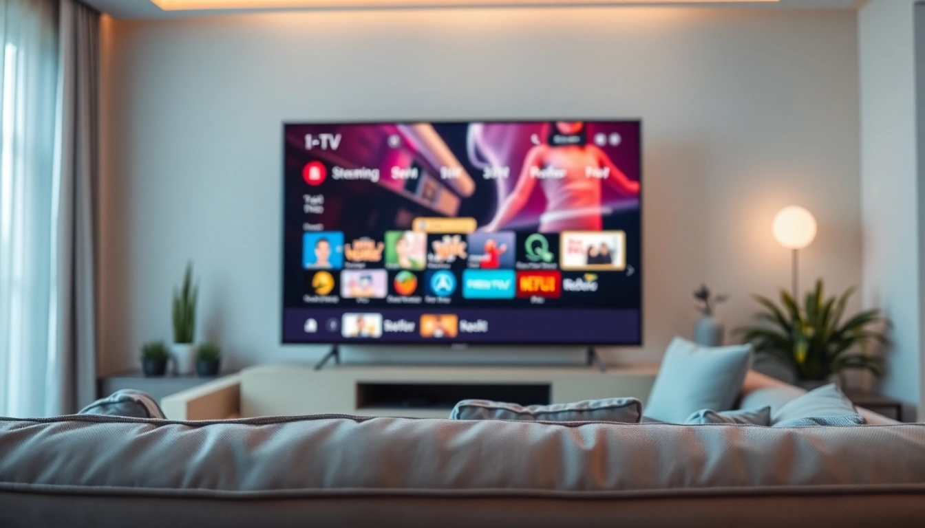 Test your IPTV experience with this interactive IPTV test line interface displayed on a modern TV.