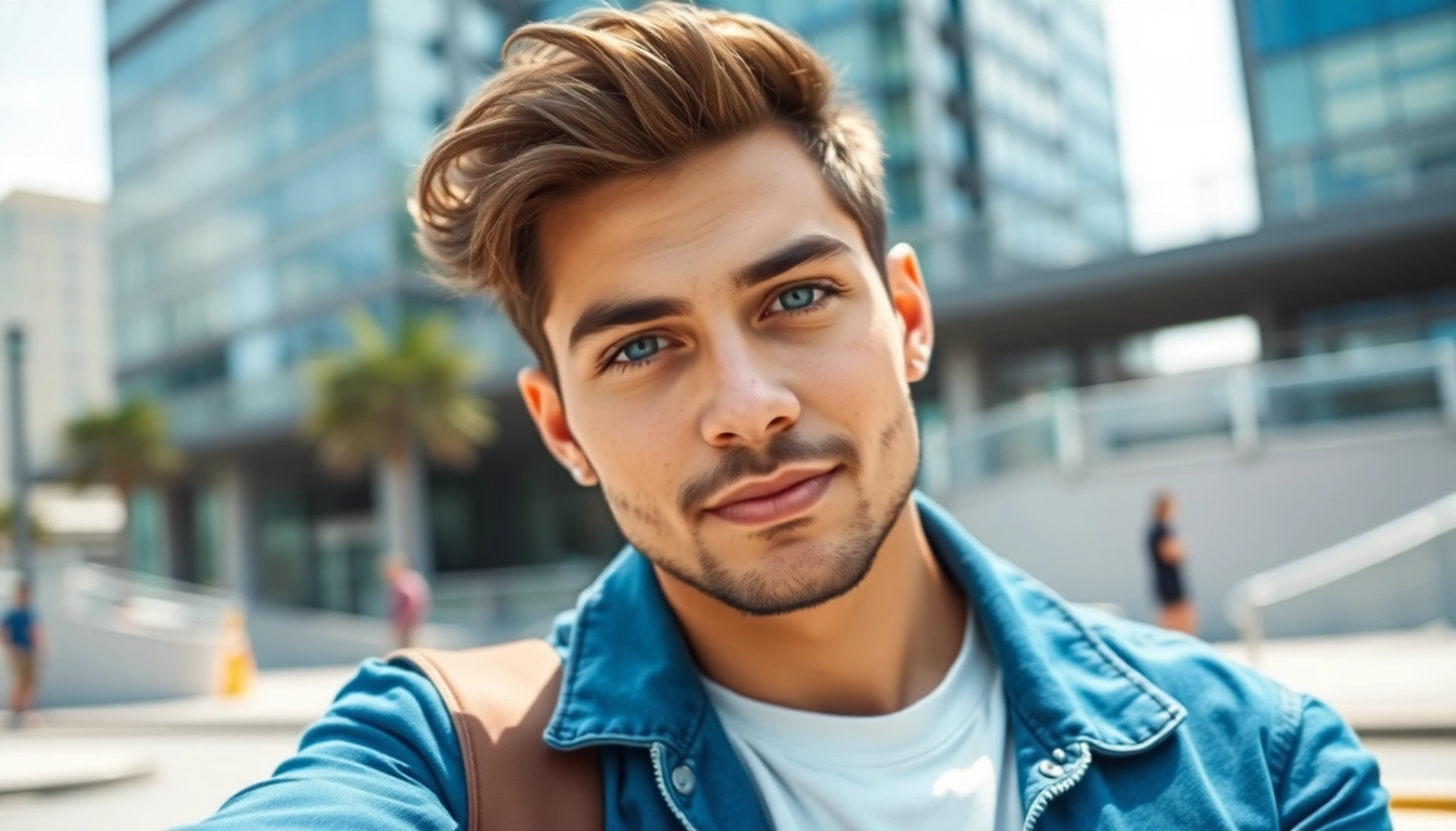 Confident based chad instagram influencer posing stylishly in an urban setting