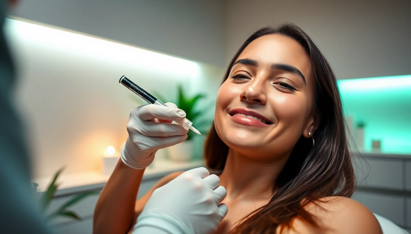 Administering a Fett-weg Spritze for non-surgical body contouring in a serene clinic environment.