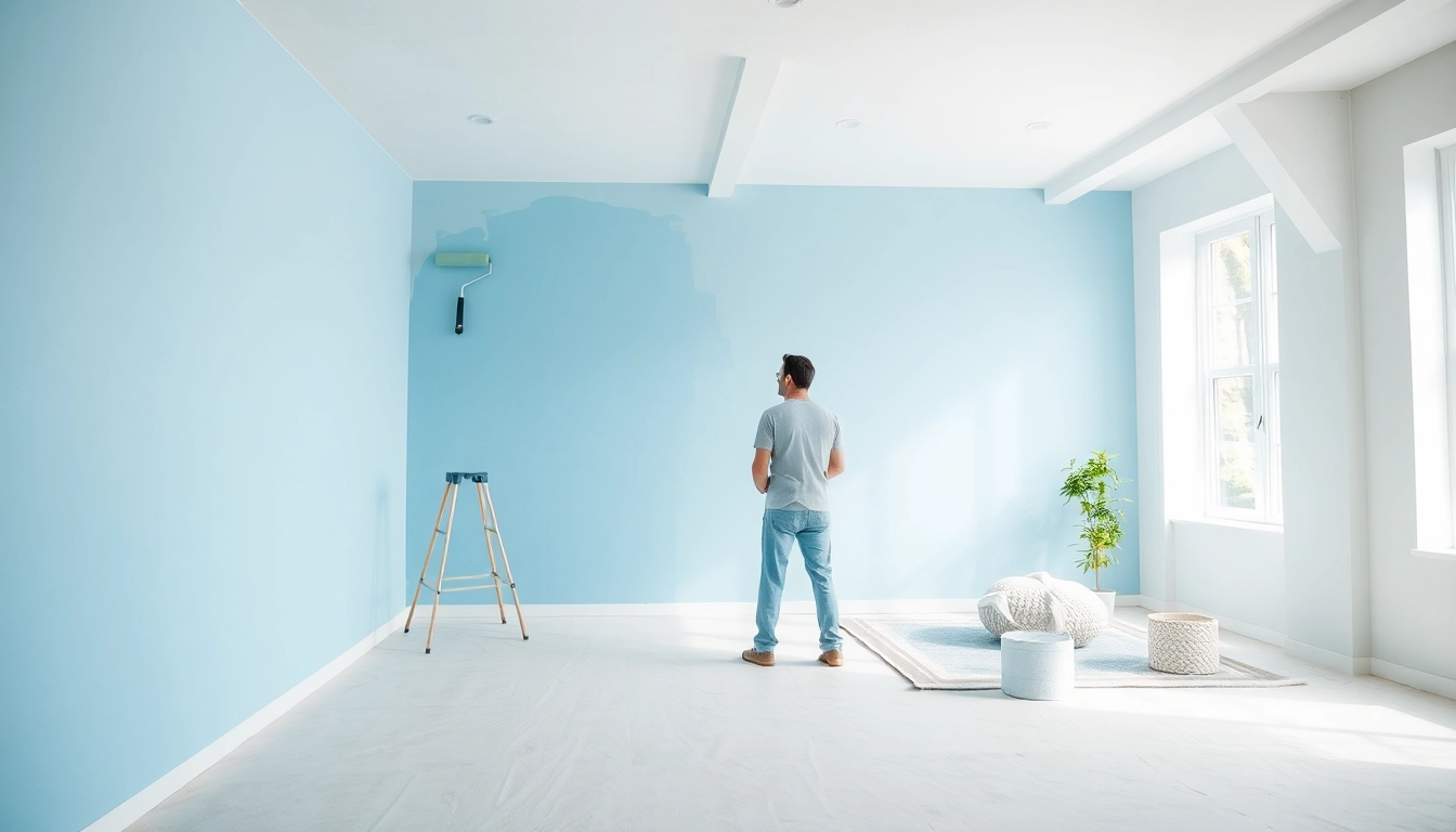 Enhance your skills in drywall painting with a professional applying fresh paint.