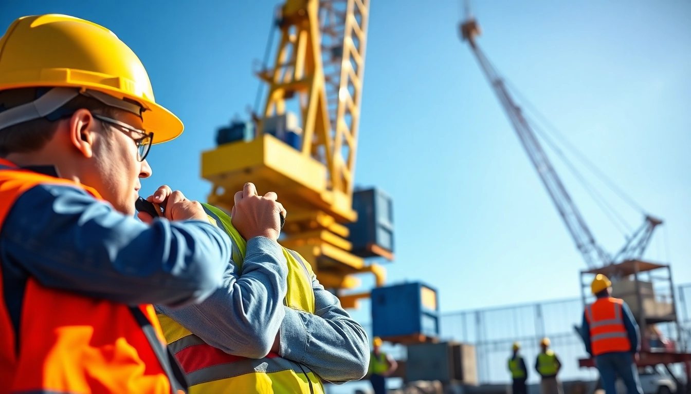 Engaged supervisor providing NVQ Level 4 Crane supervisor answers at a construction site.