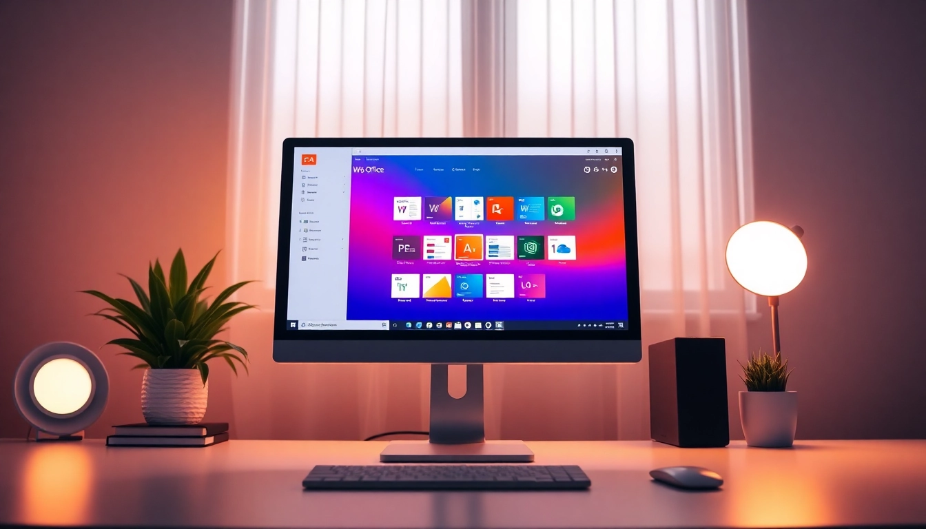 Explore WPS Office下载 on an innovative computer setup featuring a colorful user interface.