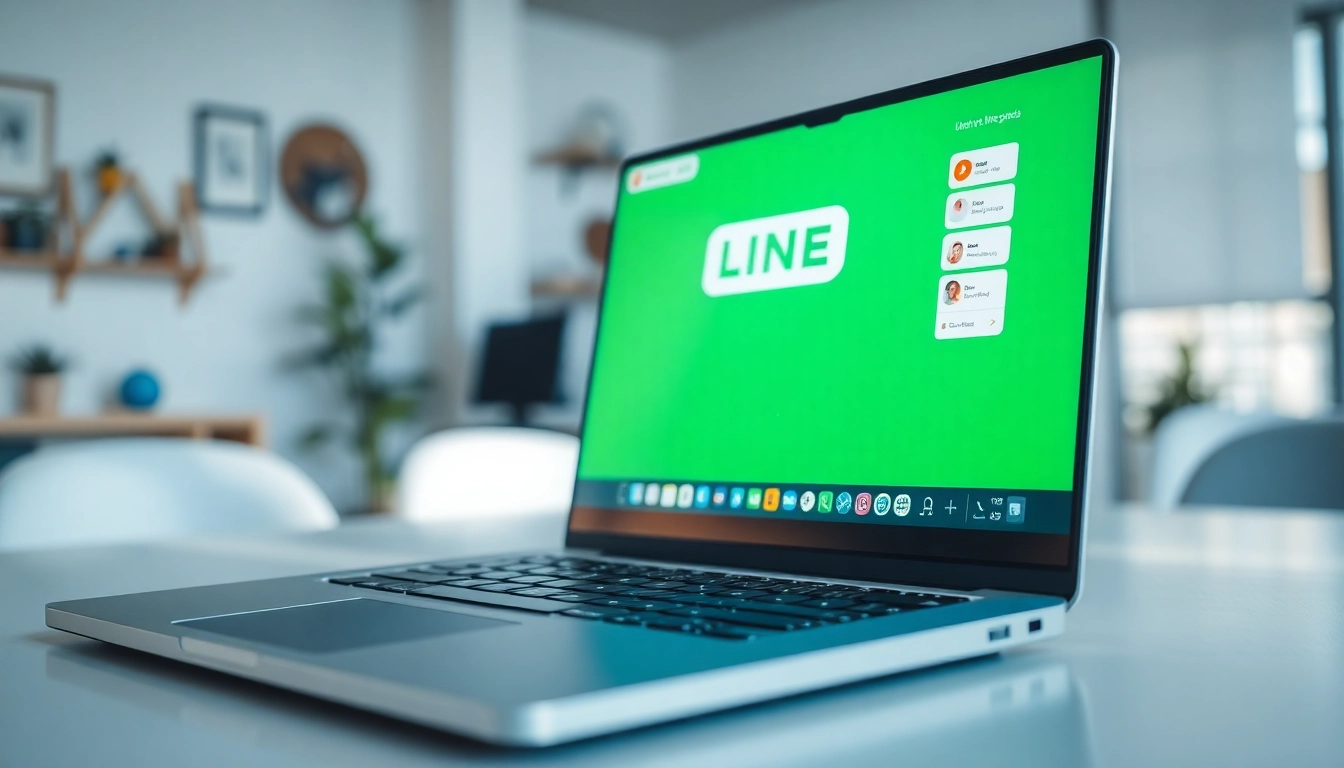 Download the line电脑版下载 desktop app interface displayed on a laptop screen with user-friendly design.