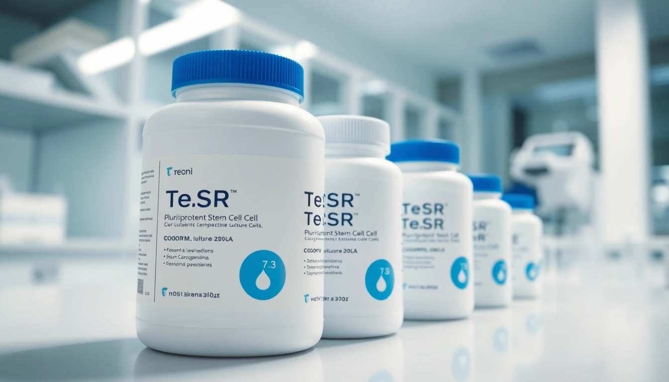 all check: examining TeSR™ Pluripotent Stem Cell culture media in a professional lab setting.