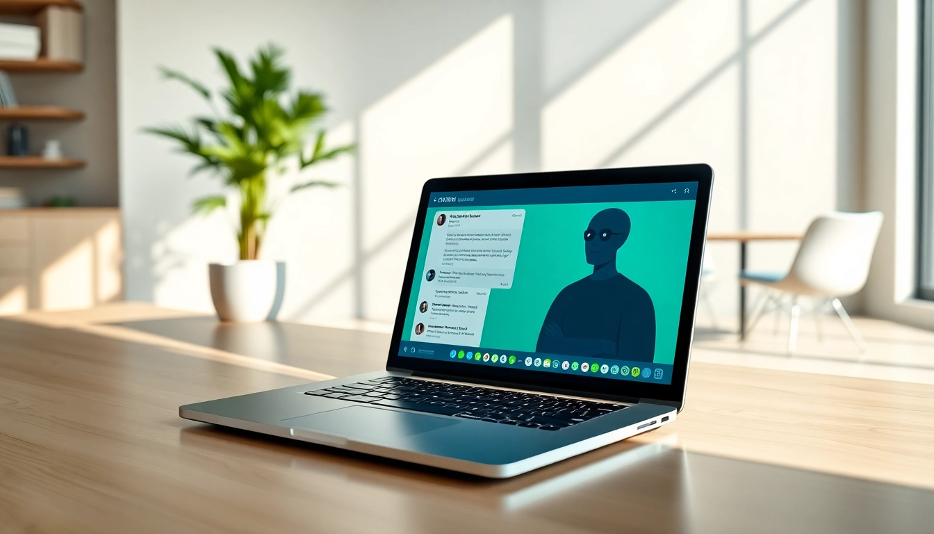 Engaging ChatGPT chatbot interaction on a sleek laptop in a modern workspace, illustrating user collaboration.