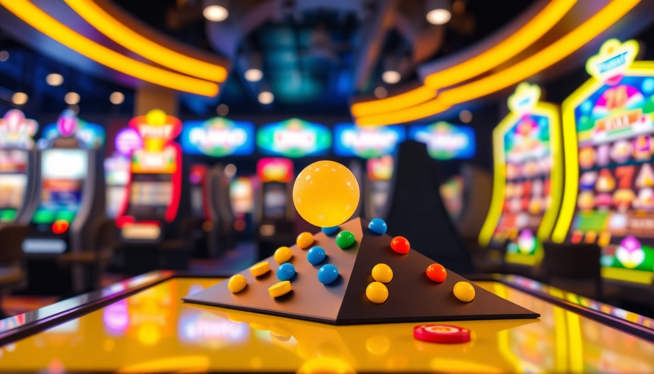 Menggugah bola pada permainan plinko slot yang penuh warna dan siap untuk memulai permainan.