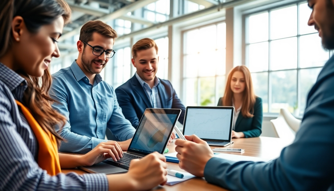 Analyze ai for competitive intelligence data with a diverse team in a modern office setting.