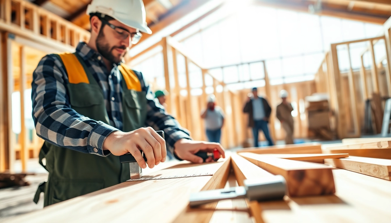 Engaged carpenter working in a carpentry apprenticeship near me, emphasizing hands-on skills and modern tools.