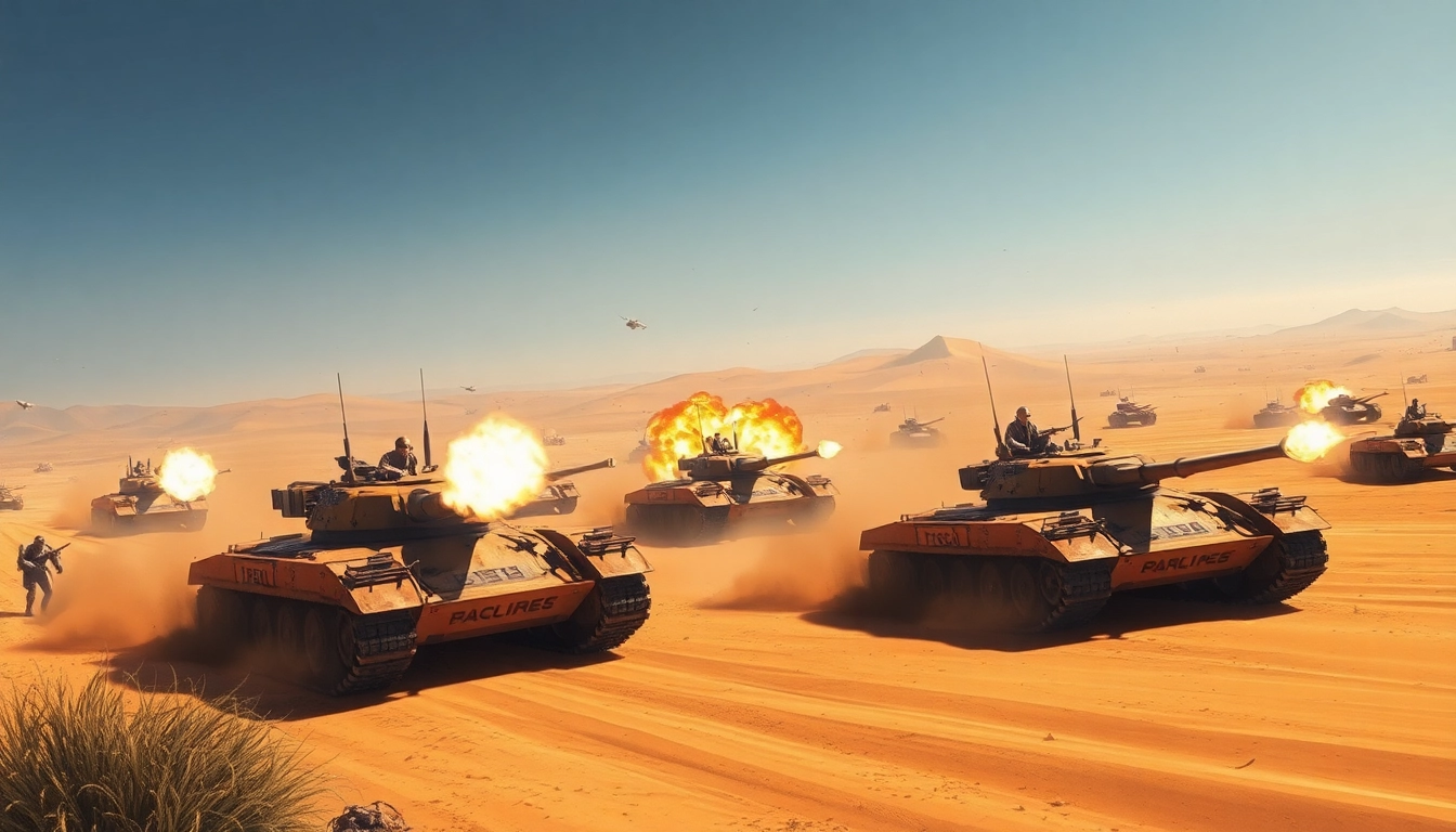 Download Dune 2 for an exhilarating gaming experience on an epic battlefield scene.