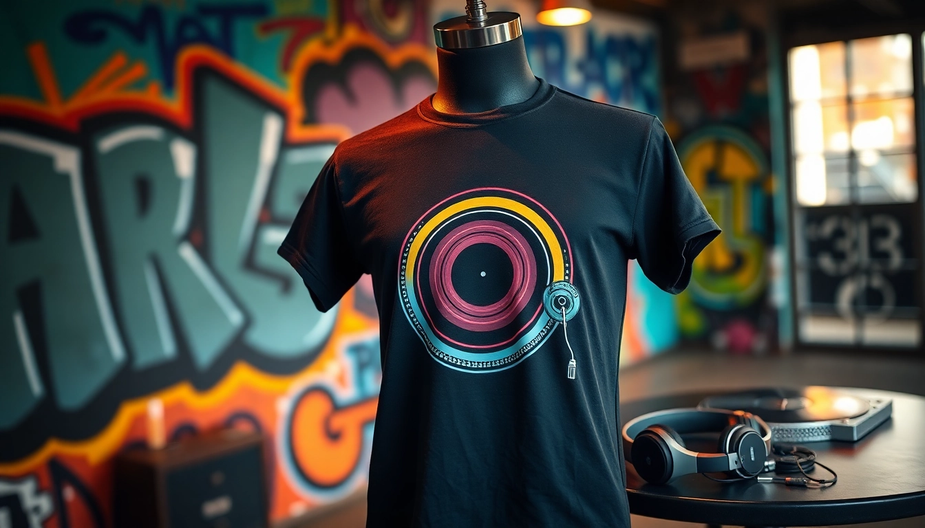 Shop this stylish turntable shirt featuring a vibrant design that celebrates music culture.