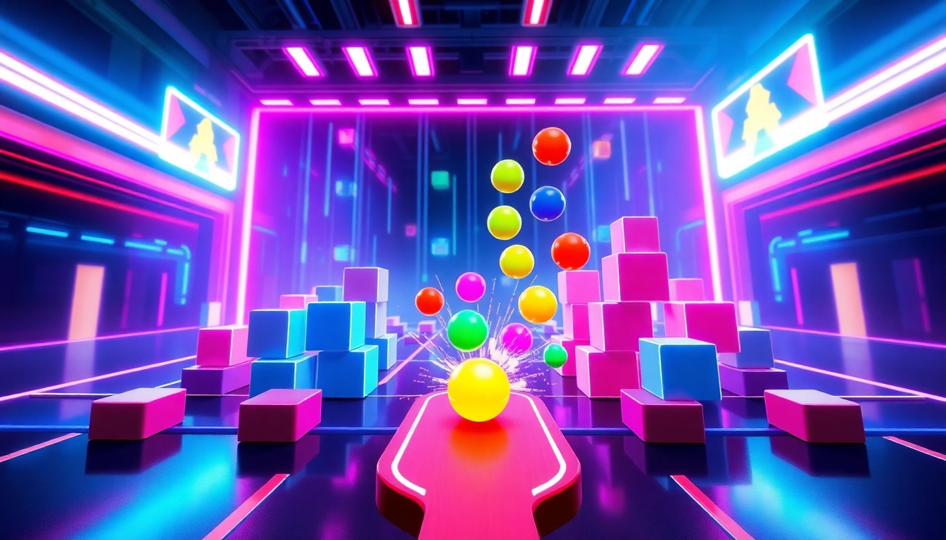 Engaging action from block breaker de google showcasing vibrant blocks and a bouncing paddle