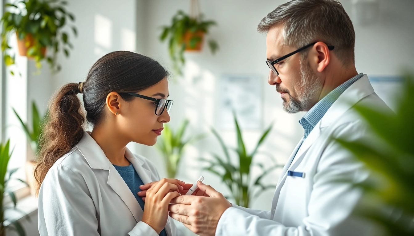 Ärztin untersucht Allergien bei einem Patienten, professionelle Atmosphäre im modernen Kliniksetting.