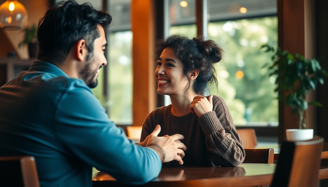 Couples sharing effective communication in relationships at a cozy café, showcasing emotional connection.