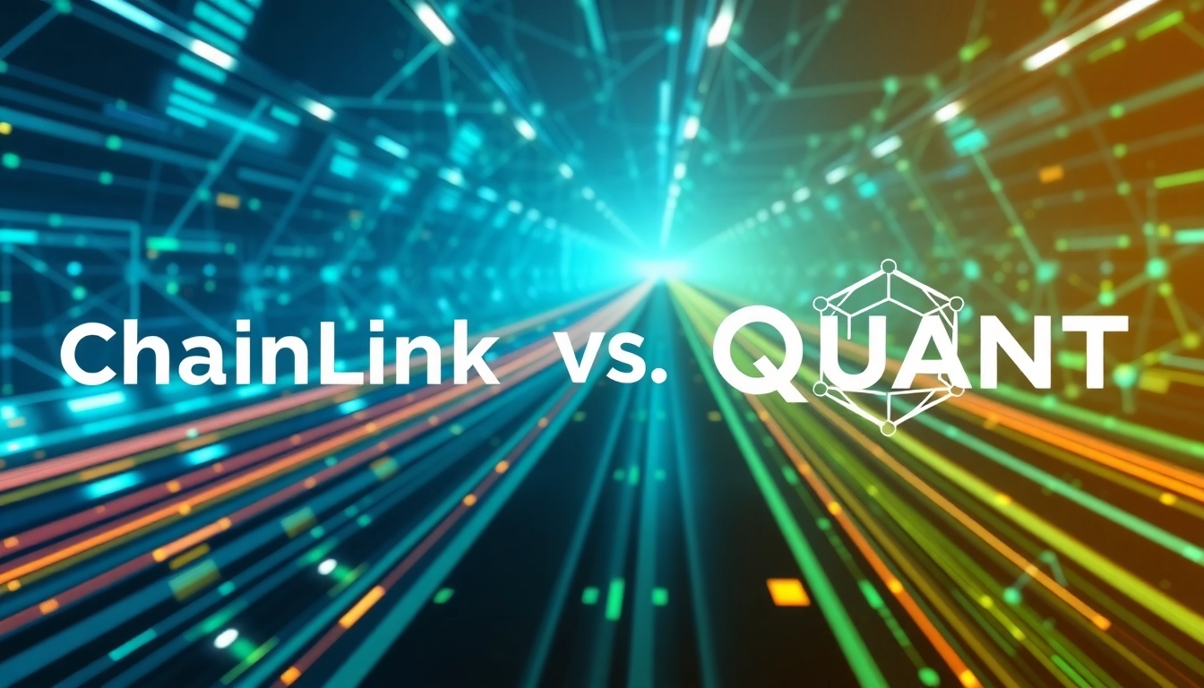 Compare Chainlink vs Quant: dynamic visual representation of blockchain connectivity.