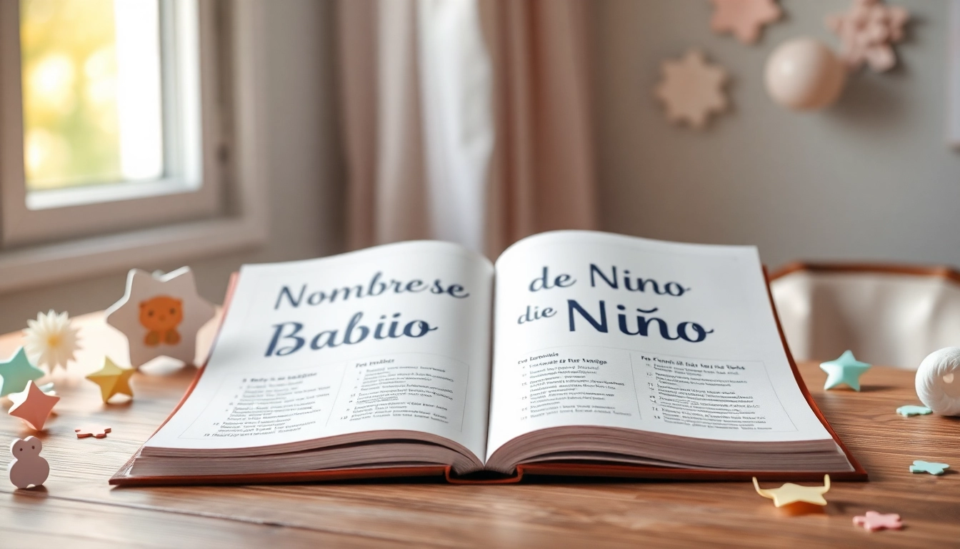 Encuentra inspiración en los Nombres de Niño con este encantador libro abierto en una mesa.