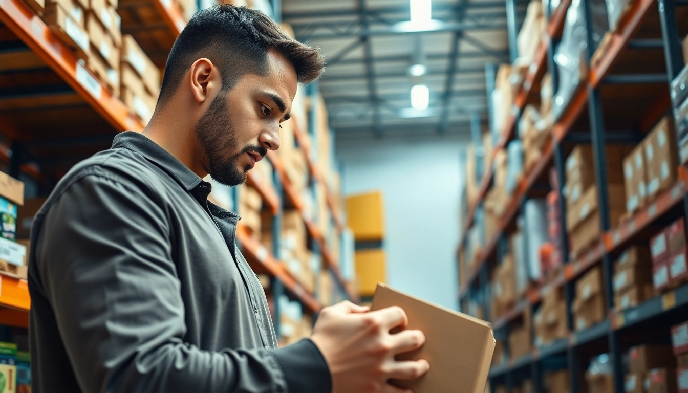 Optimize your amazon fba wholesale business with a focused seller in a vibrant warehouse.